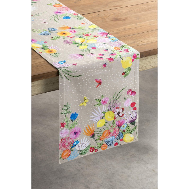 Maison d' Hermine Jardin D'ete-Fog 100% Cotton Table Runner for