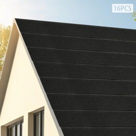 Silencear 16Pcs Roofing Shingles, 39.37"x13.11" Asphalt Tile Tool Shed Roof, Easy to Install Outdoor Storage Shed Roof for Garage Roof, Pet House, Carbon Black, 5.3 mm Thick
