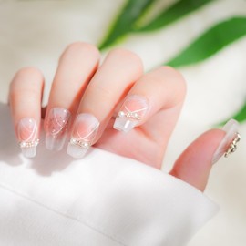 Biutee Nail Tips, Cute Nail Stickers, Pink, 10 Pieces, Double Sided Tape, Butterfly, Repeated Usable, Coming of Age Ceremonies, School Entrance Ceremonies, Graduation Ceremonies, Weddings, Black,