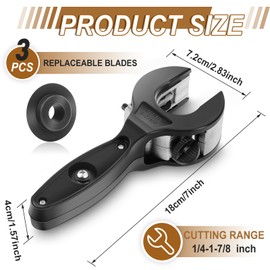 Lanties Ratcheting Tubing Cutter, Pipe Cutter Tool 1/4" to 7/8", One-hand Fast Tubing Cutting Tool with 3 Pcs Replacement Blade for Cutting PVC Copper Aluminium Stainless Steel Pipe