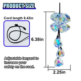 Lucky Crystal Four Leaf Clover Rear View Mirror Pendant - Bling Diamond Car Rear View Mirror Charm Auto Interior Hanging Decoration Accessories, Car Mirrors Ornament for Women (Colorful)