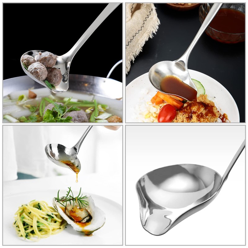 2pcs Small Sauce Ladle, Gravy Ladle with Pour Spout Stainless