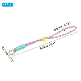 [PATIKIL] Paracord Lanyard Keychain 2PCS Cell Phone Key Chain Rope Wrist Strap Braided Strap with Spring Ring for Hanging Keys Wave Design Pink Green Sky Blue