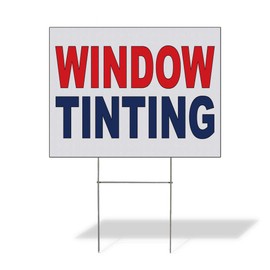 Fastasticdeals Weatherproof Yard Sign Window Tinting Red Blue Auto Car Repair Shop Lawn Garden 18x12 Inches 2 Sides Print