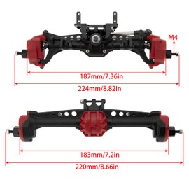 Dantenron 1/10 RC Crawler Car SCX10 Front and Rear Portal Axle Housing Set Nylon Axles with Steel Gears and Metal Bearings for 1:10 Scale RC Car Axial SCX10 SCX10 II 90046 90047 Upgrades Part (Red)