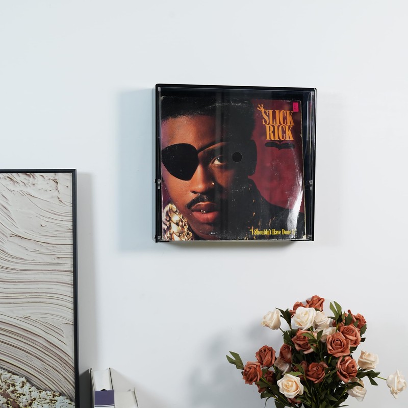 Acrylic Vinyl Record Wall Storage Display Box – Clear Front-Opening
