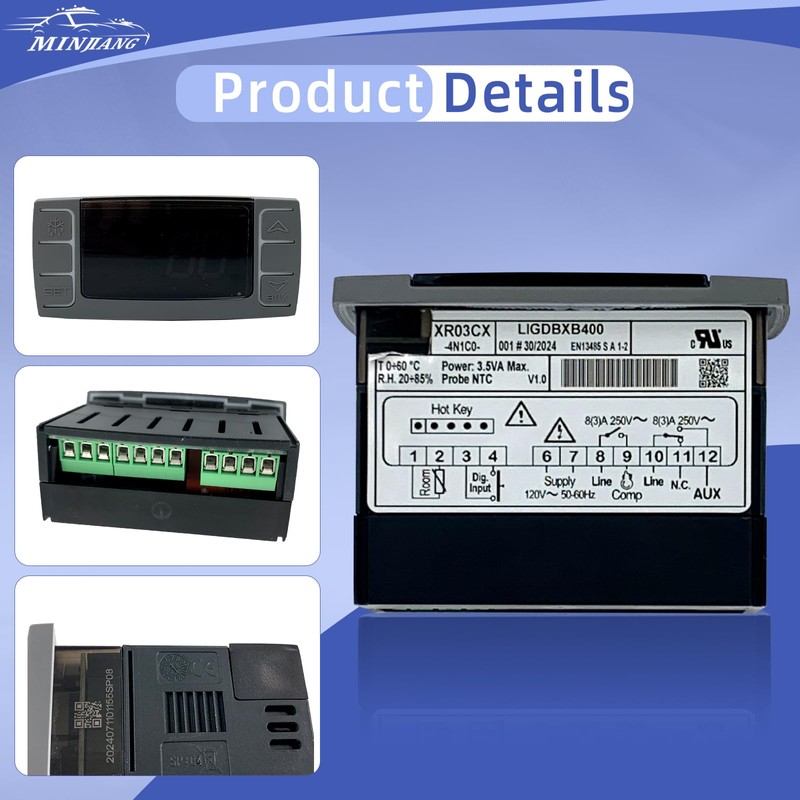 XR03CX-4N0F1 Digital Temperature Controller, 120V Thermostat Controller with Temperature Sensor