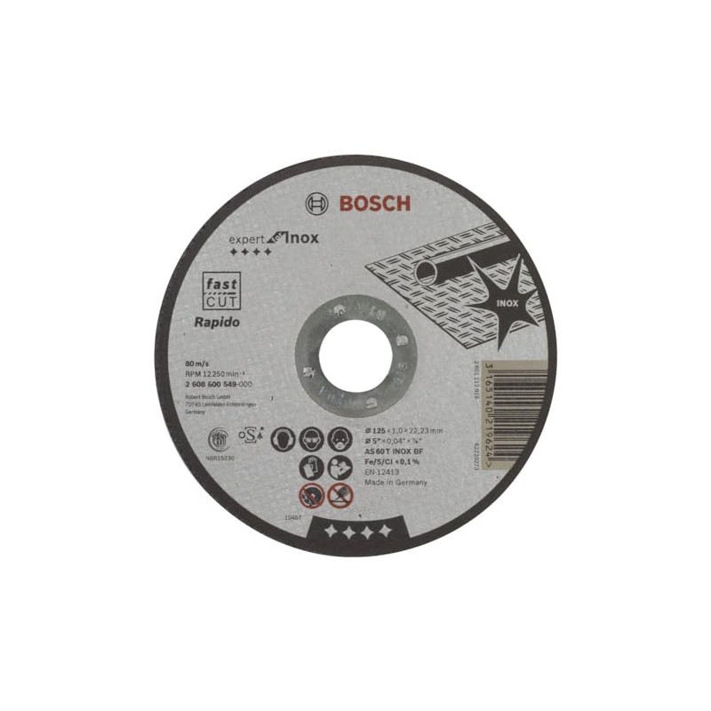 BOSCH 2608600549 125 X 1 X 22.23MM METAL FLAT CUTTING