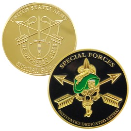 United States Army Special Forces Challenge Coin - Motivated, Dedicated, Lethal - Collectible Military Coin with Green Beret and Skull Design