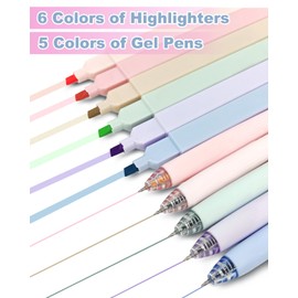 HULIPARK Bible Highlighters and Pens No Bleed, 6 Cute Highlighters and 5 Colored Ink Pens for Bible Study, Aesthetic Bible Pens and Highlighters Set for Note Taking Journaling Supplies, 11 Pack