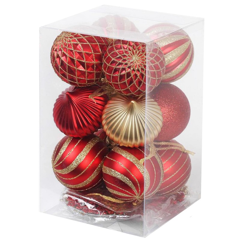 28 Pack Rose Gold Christmas Baubles for Tree Decorations -