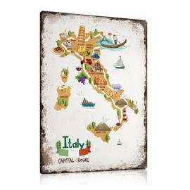 ESFIVHO Retro Italy Tin Signs 20 x 30 cm - Vintage Italia Theme Metal Sign - Italy Poster Picture Sign Wall Decoration Gift (01)