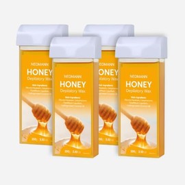 NEOMANN 4x Honey Roll-On Wax Refill – Soft Wax Cartridge for Hair Removal on Body, Legs, Arms & Sensitive Skin – Compatible with All Roll-On Wax Heaters