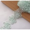 Simpless 3Yards Green Flower Lace Pearl Trim,Embroidered Sewing Lace Applique
