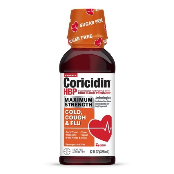 Coricidin HBP Maximum Strength Cold, Cough & Flu Liquid Cherry