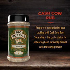 Big Poppa's Cash Cow Seasoning – Unleash Flavor of Your Beef Recipes – Mouth-Watering Meat Rub - Use it for Beef Tenderloin, Beefsteak, Beef Brisket and Even Mushrooms! (13 Oz)