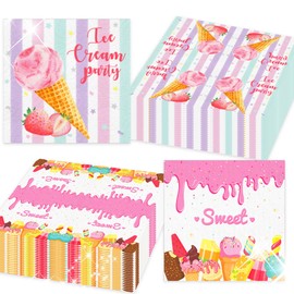 40 PCS Ice Cream Party Supplies Napinks Party Dessert Napkins for Sweet Ice Cream Themed Birthday Baby Shower Bridal Shower