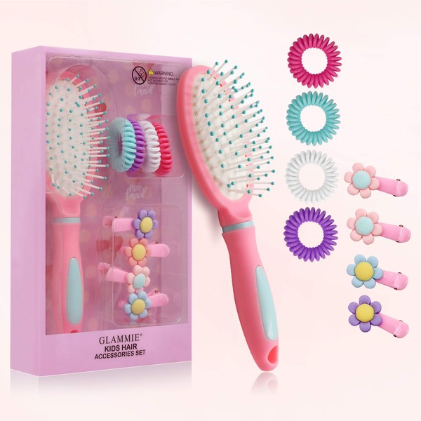 Hair Brushes for kid, Hair Comb for girl and Paddle Brush, Great On Wet or Dry Hair, No More Tangle Hair Brush Set for Straight Long Thick Curly Natural Hair (pink)