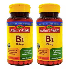 Nature Made Vitamin B1, 100mg Dietary Supplement - 2 Pack of 100 Tablets