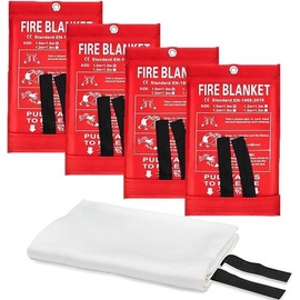 Morning Wishes Emergency Fiber Glass Fire Suppression Blanket as Extinguisher Flame retardant protection Heat Insulation Design for Kitchen Office School Car Grill BBQ Fireplace camping 4 pic 1 bundle