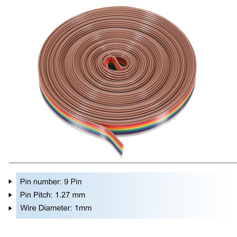 MECCANIXITY 1 Pcs 9 Pin Flat Rainbow Ribbon Cable 20