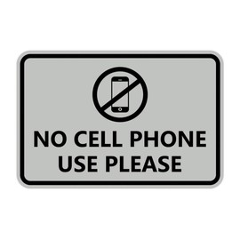 Signs ByLITA Classic Framed No Cell Phone Use Please (Lt Gray) - Small