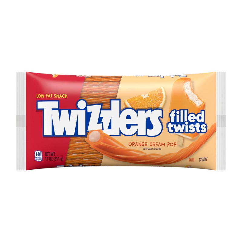 TWIZZLERS Filled Twists Orange Cream Pop Flavored, Chewy Candy Bags,
