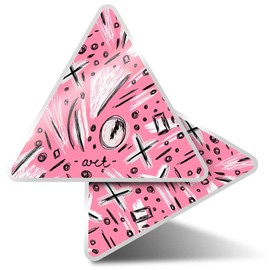 2 x Triangle Stickers 10 cm - Modern Art Pink Doodles Scribbles Fun Decals for Laptops,Tablets,Luggage,Scrap Booking,Fridges #21670