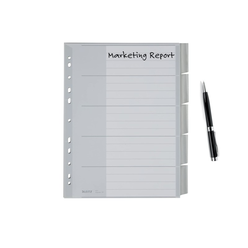 Leitz Plastic Index Blank A4 Polypropylene 5 Sheets Grey