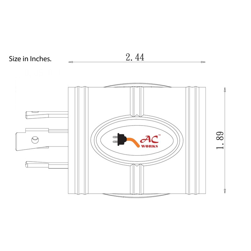 AC WORKS 4-Prong 30Amp 125/250Volt NEMA L14-30P Locking Plug to