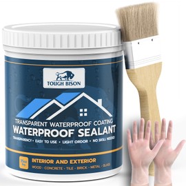 Clear Waterproof Sealant – Water-Based Transparent Waterproof Coating Acrylic Paste for Leakage for Roofs, Walls, Windows, Bathroom, Wood, Concrete, Tile, Metal, Indoor & Outdoor, Non-Toxic, 35oz, 1KG