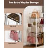 Tuohours 3-Tier Purse Organizer Rack, Iron & Wood Floor-Standing Bag
