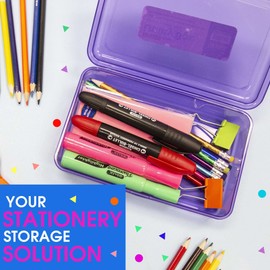 BAZIC Plastic Pencil Case Utility Storage Box, Assorted Color, Multi Purpose Organizer for Pens Pencils, 4-Pack