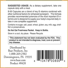 B-50 Vitamin B Complex, 100 Veg Capsules