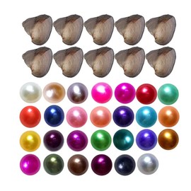 30PCS Freshwater Pearl Oyster Cultured Love Wish Round Pearls Various Shining Meaningful Color, Oysters with Pearls Inside (6-8mm, 30 Pcs/lot)