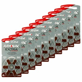 Rayovac 60 x Rayovac Extra 312 Size Hearing aid batteries Zinc air 10 Packs Used By 2028