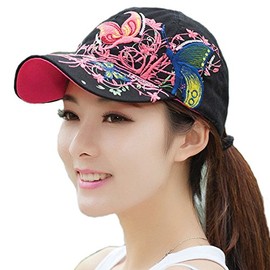 Women Ladies Butterfly Baseball Cap Snapback Hat Sun Hats Trucker Hat Hiking Hat Black