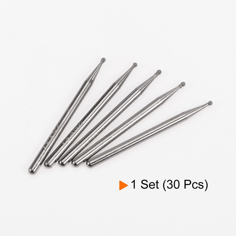 sourcing map 30pcs Diamond Grinding Burrs Carving Bits 1.5mm Ball