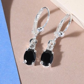 Shop LC Black Tourmaline Earrings in 925 Sterling Silver - Tourmaline Crystal with White Topaz Dangle Leverback Earrings for Women Jewelry Christmas Gifts for Women