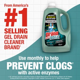 Drano Max Build Up Remover Drain Cleaner, Great for Clog Prevention, Commercial Line, 60 oz