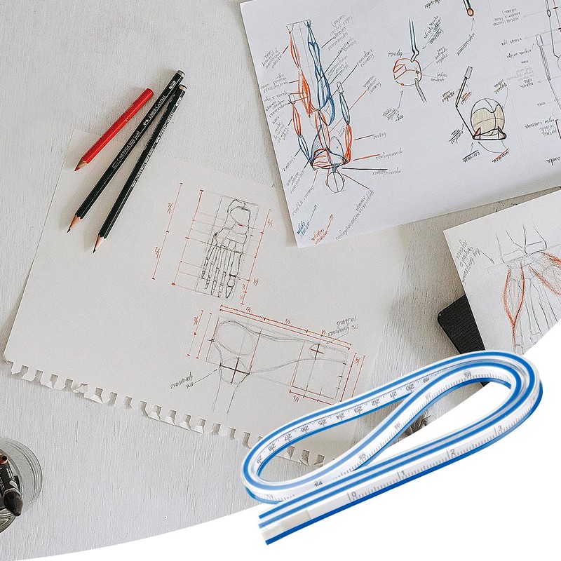 Tabanzhe Flexible Curve Ruler, 60cm Bendy Ruler Vinyl Curve Ruler