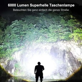KZK Flashlight Rechargeable 9000 High Lumens with Long Handle, Powerful Handheld Flashlight with 11 Light Modes & Waterproof & Zoomable for Home, Camping, Emergencies