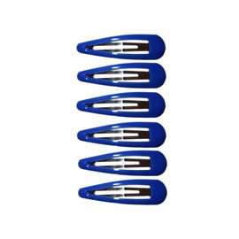 6 x 5cm Royal Blue Hair Clips Slides Bendies Sleepies Snap Clips School Hair Accessories for Women Girls by Glitz4Girlz