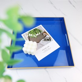 Spsyrine Serving Tray, Plastic Rectangular Coffee Table Tray with Handles, Modern Decorative Tray for Living Room, Ottoman, Home Decor, 15.6” X 10.2"