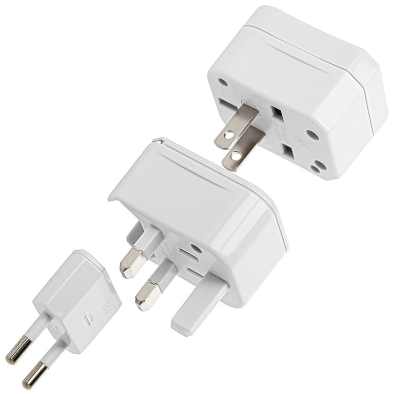 Travel Adaptor Universal 3-Piece 150 Countries EU, USA, AUS, UK