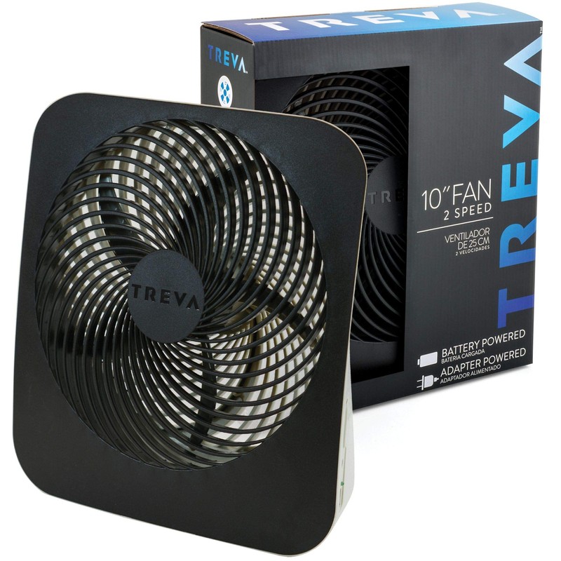 O2COOL Treva 10-Inch Portable Desktop Air Circulation Battery Fan -