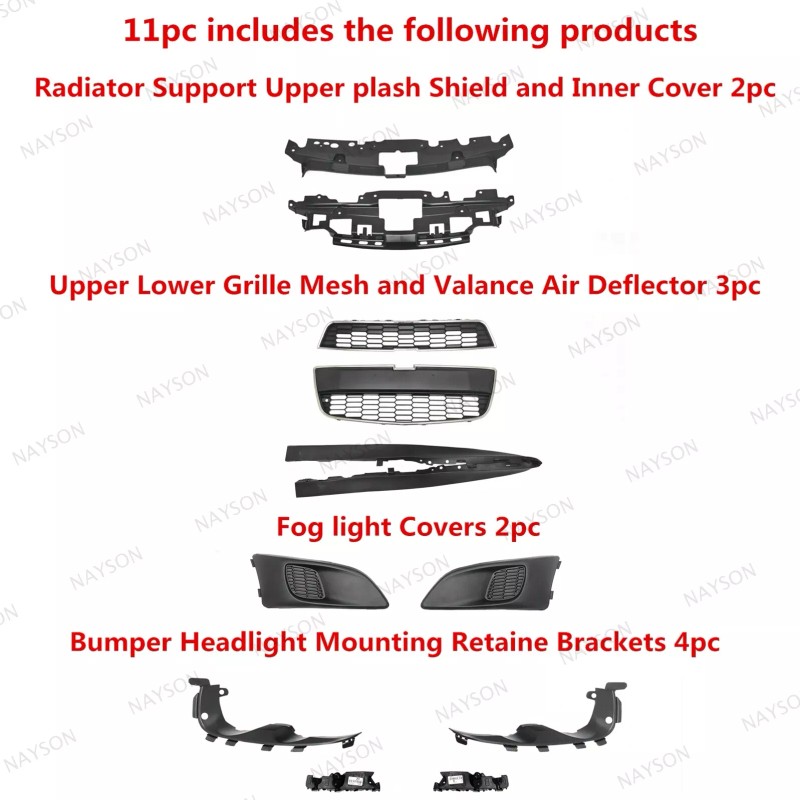 NAYSON For Sonic 2012-2016 Grille/Bumper Grill/Radiator Support/Fog light Cover/Bracket