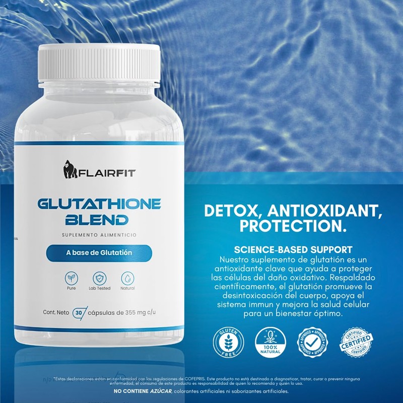 Flairfit® Suplemento En Cápsulas, Glutathione Blend, Glutation - Glutamina, Glicina