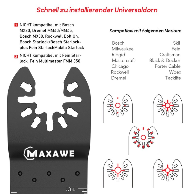 MaxAwe 33-Piece Oscillating Saw Blades Kit, Multitool Saw Blade Set