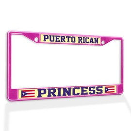 Fastasticdeals Metal Insert License Plate Frame Puerto Rico Princess A Weatherproof Car Accessories Hot Pink 2 Holes Solid Insert